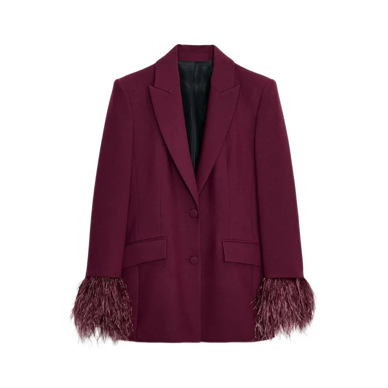 Dame Blazer og Bukse Sett med Skulderputer 9
