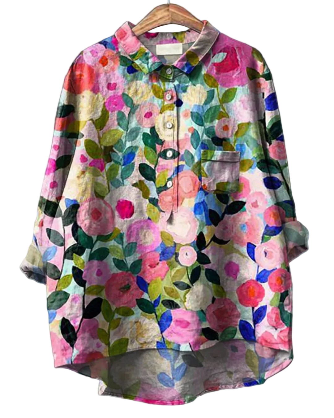 Dame Blomster Bluse Drapert 0