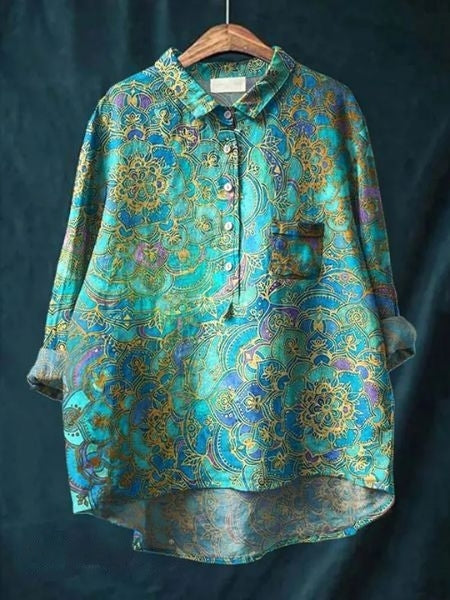 Dame Blomster Bluse Drapert 13