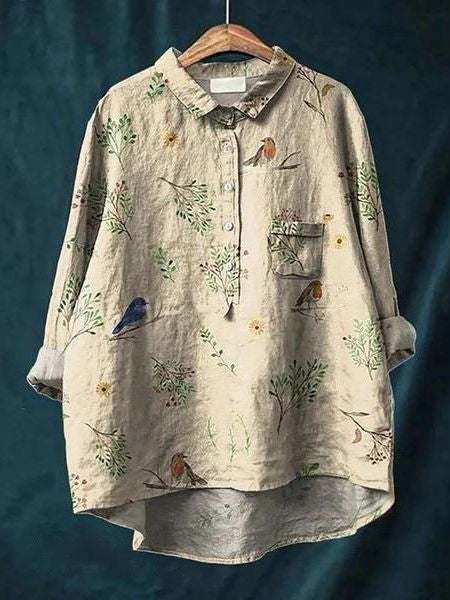 Dame Blomster Bluse Drapert 4