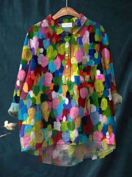 Dame Blomster Bluse Drapert 7