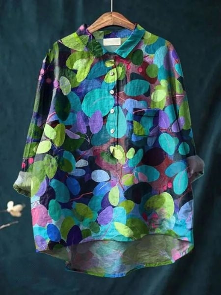 Dame Blomster Bluse Drapert 9