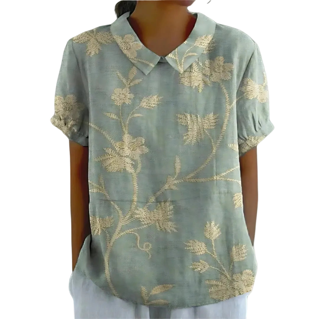 Dame Blomster Bluse Uformell Stil 0