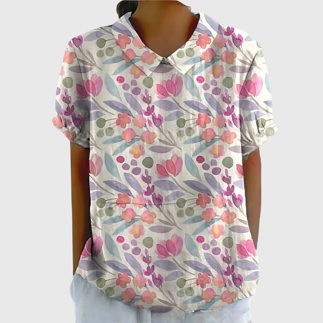 Dame Blomster Bluse Uformell Stil 11