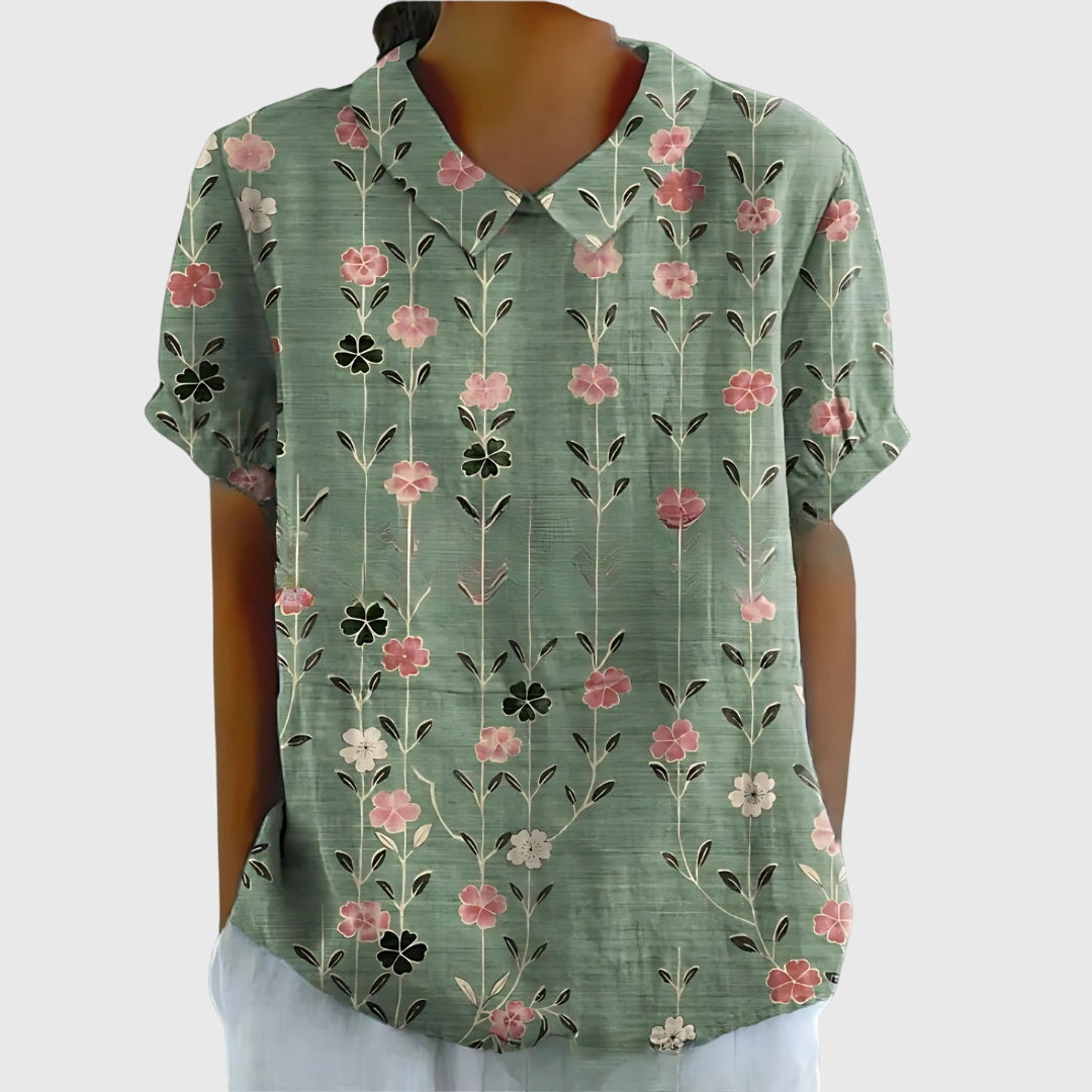 Dame Blomster Bluse Uformell Stil 1