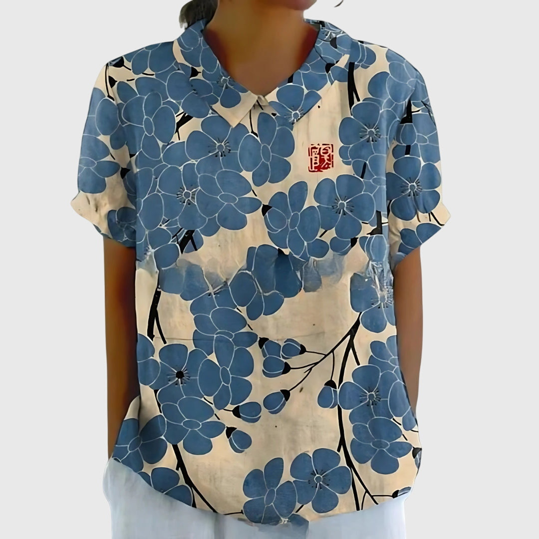 Dame Blomster Bluse Uformell Stil 4