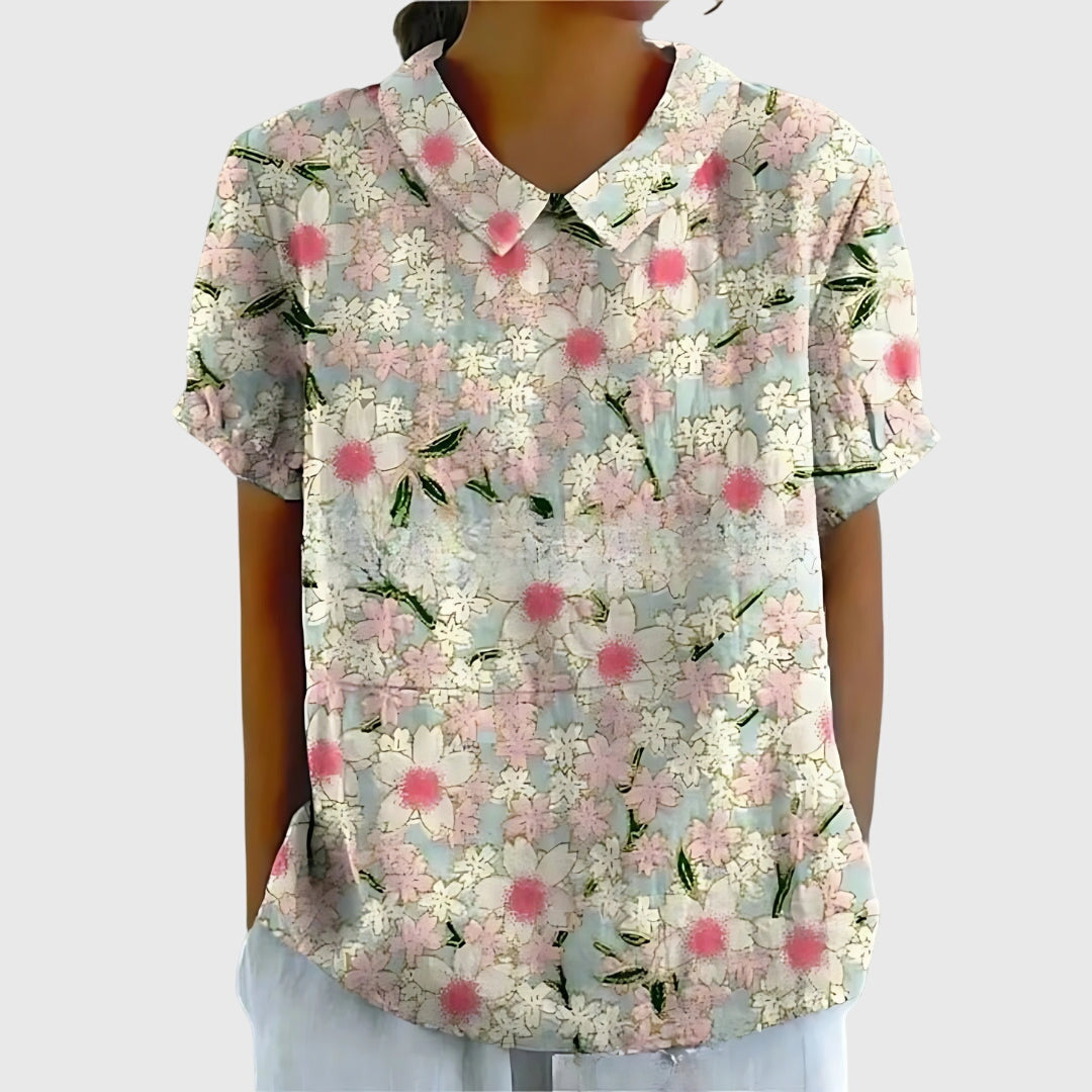 Dame Blomster Bluse Uformell Stil 5