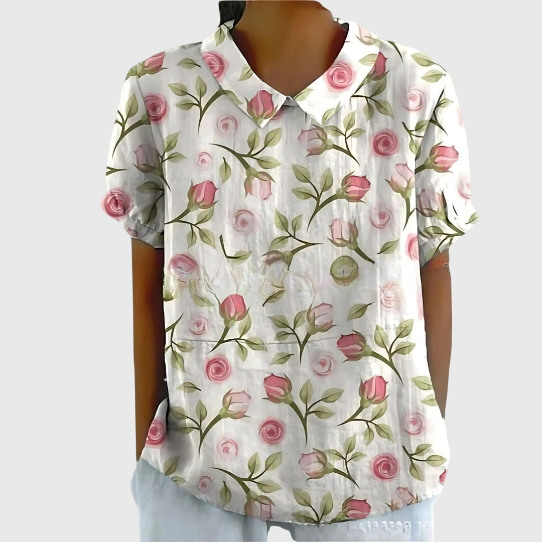 Dame Blomster Bluse Uformell Stil 7
