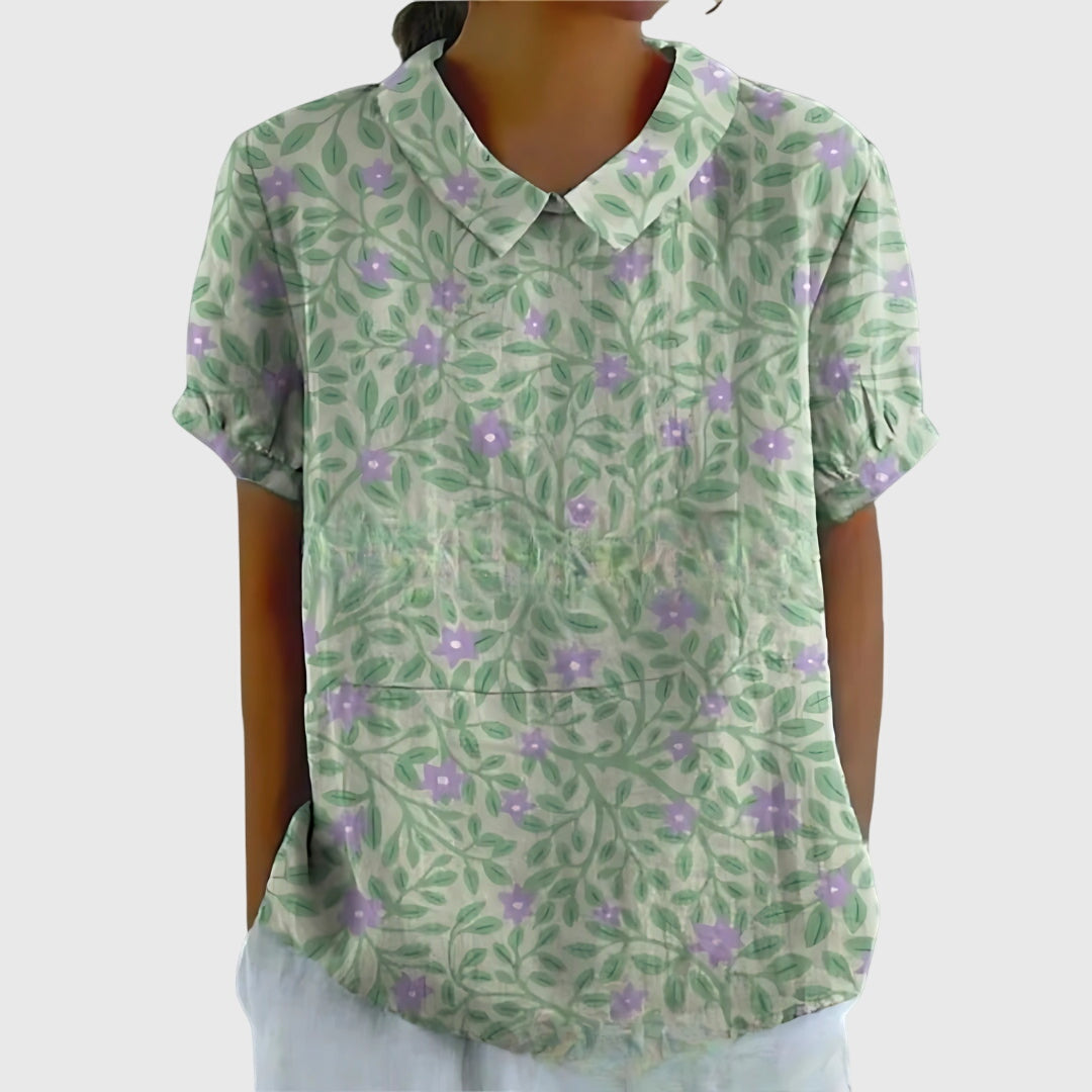 Dame Blomster Bluse Uformell Stil 8