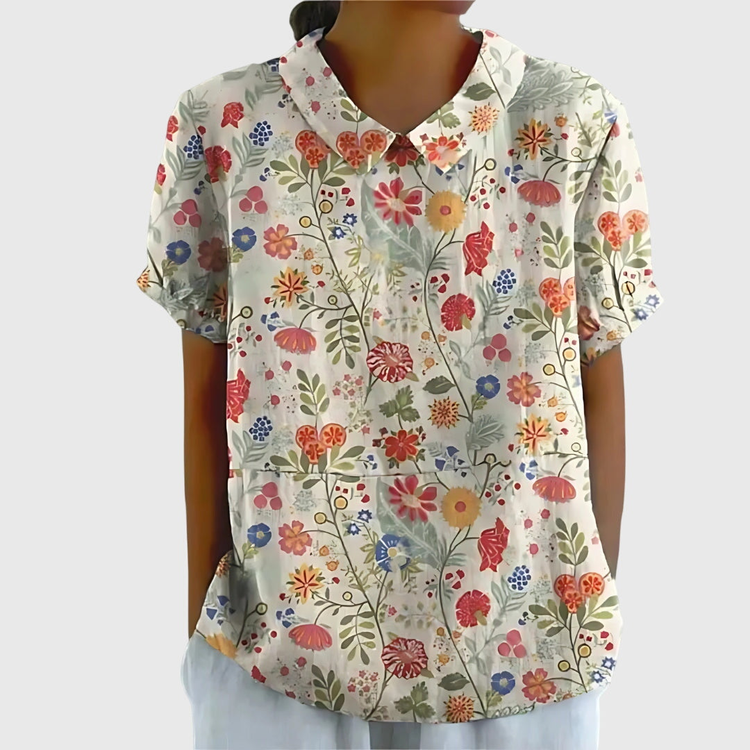 Dame Blomster Bluse Uformell Stil 9