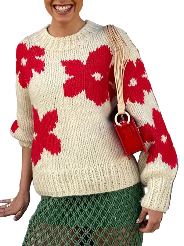 Dame Blomstergenser Rund Hals 0