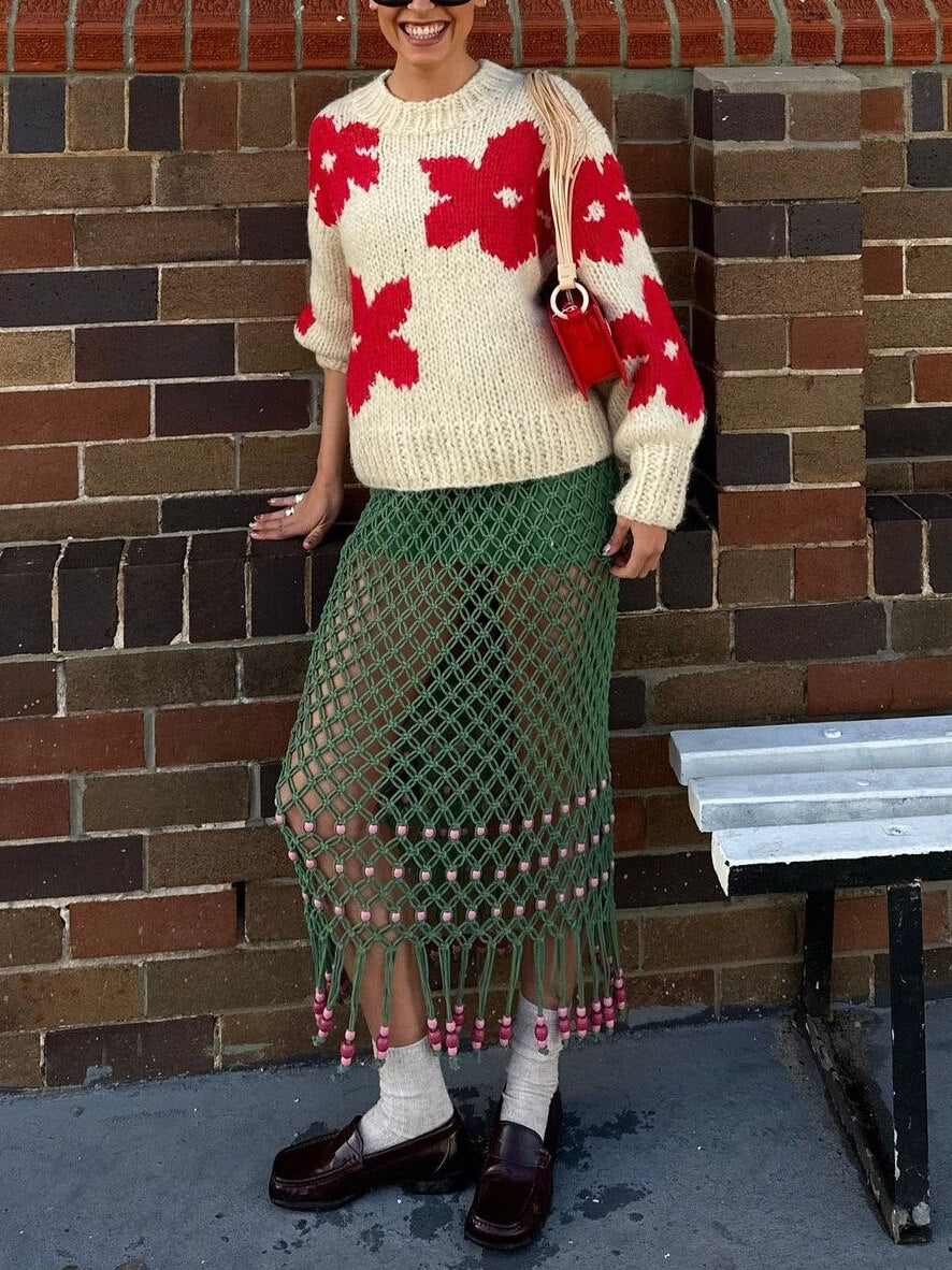 Dame Blomstergenser Rund Hals 2