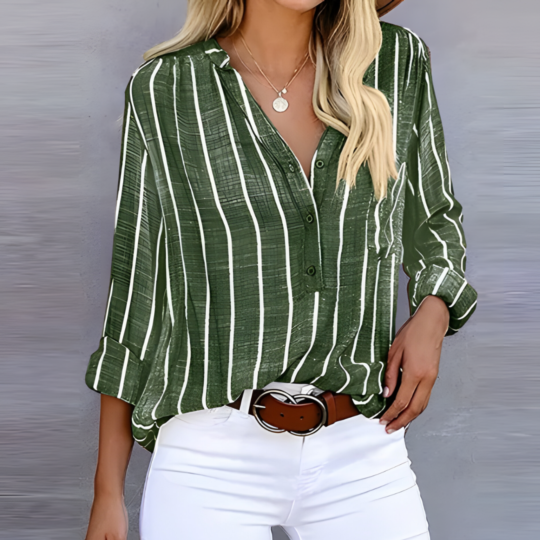 Dame Bluse Knotenverschluss Lange Ermer Flytende Stoff 3