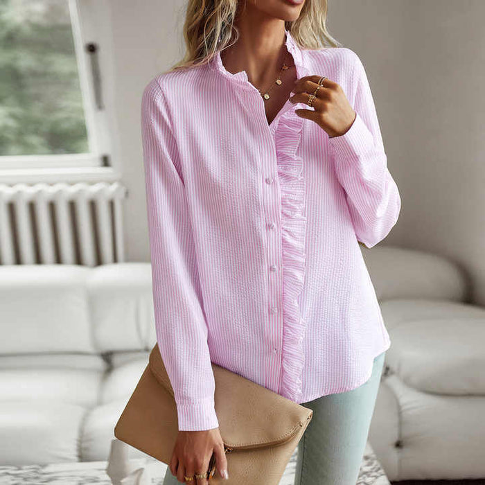 Dame Bluse Lange Ermer Stripete Design 7