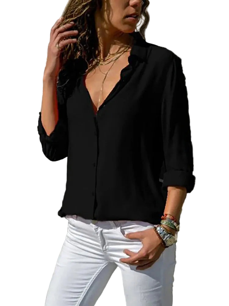 Dame Bluse Langermet Uformell 4