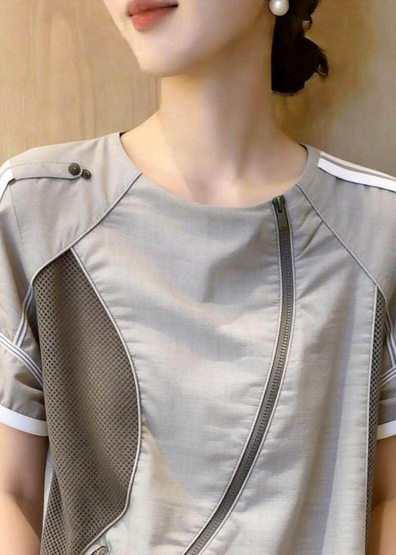 Dame Bluse O-hals Patchwork Stil 1