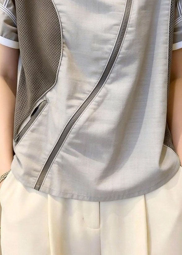 Dame Bluse O-hals Patchwork Stil 2