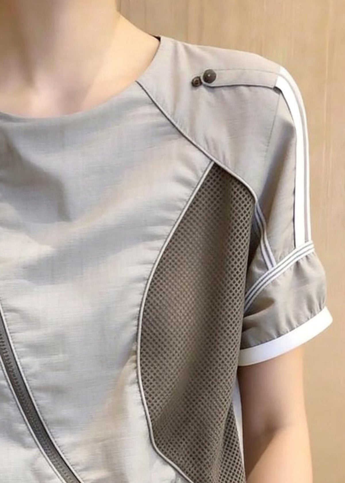 Dame Bluse O-hals Patchwork Stil 3