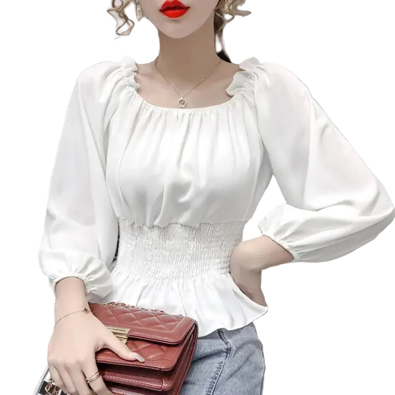 Dame Bluse Off Shoulder med Volanger 5