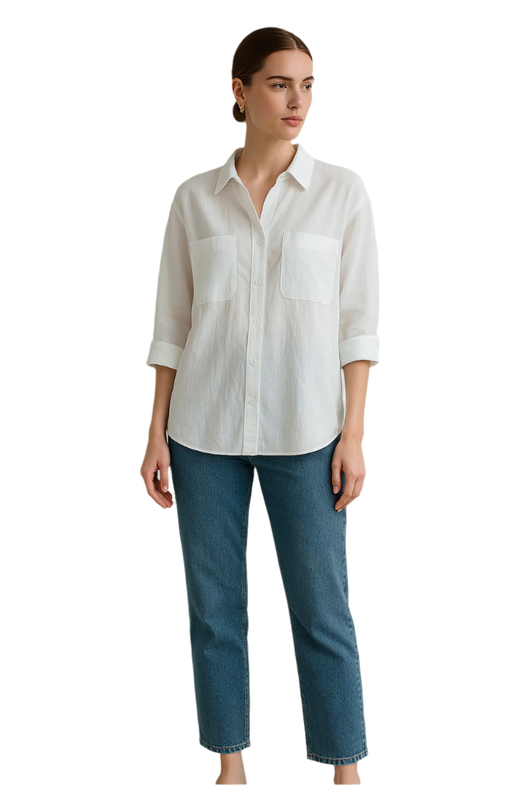 Dame Bluse Oversize Langermet 0