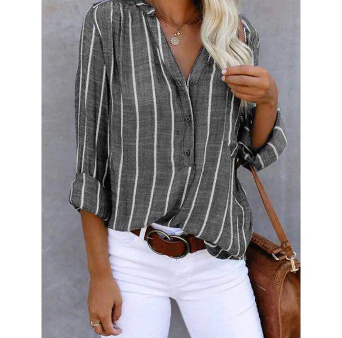 Dame Bluse Uformell Stripete 8