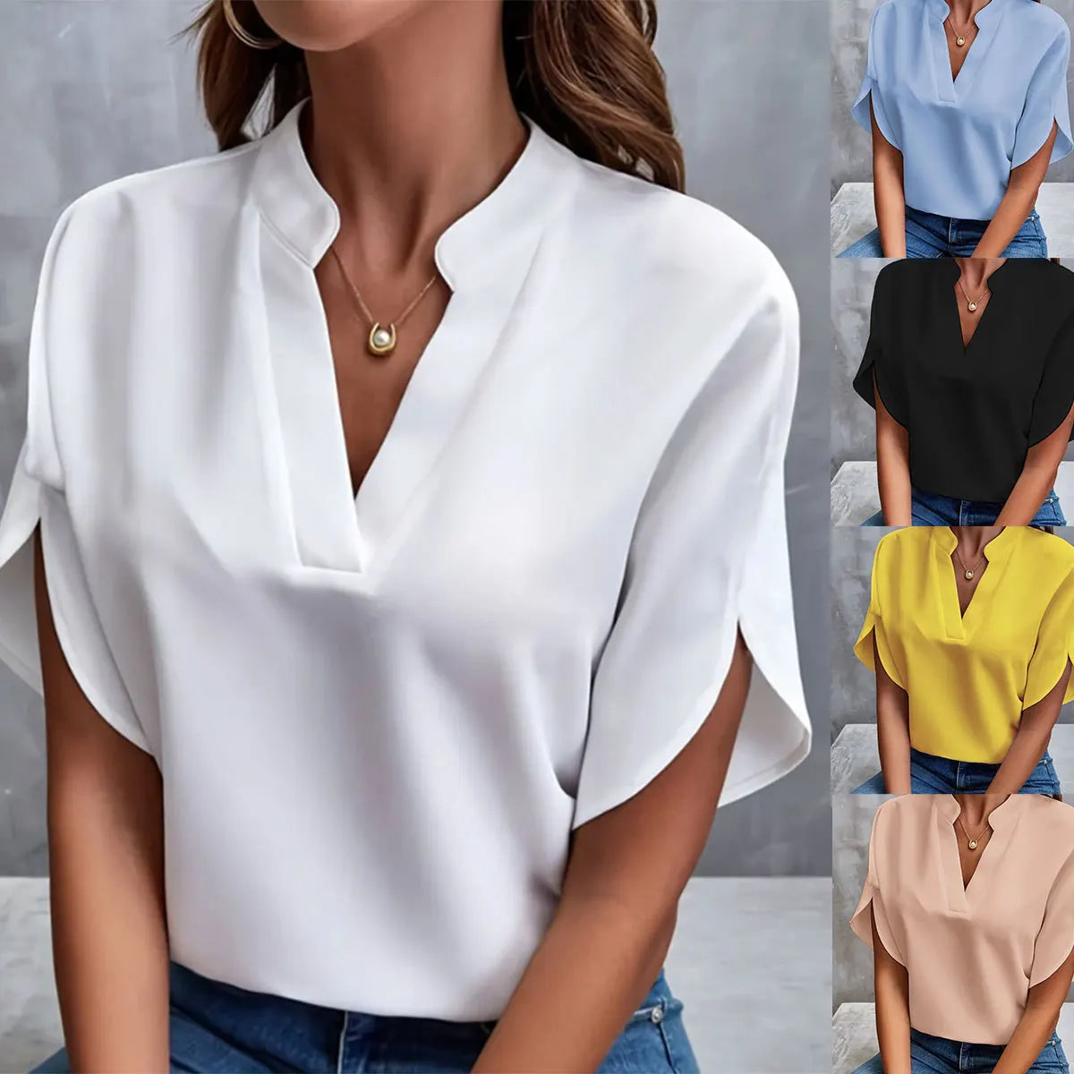 Dame Bluse V-hals Uformell 0
