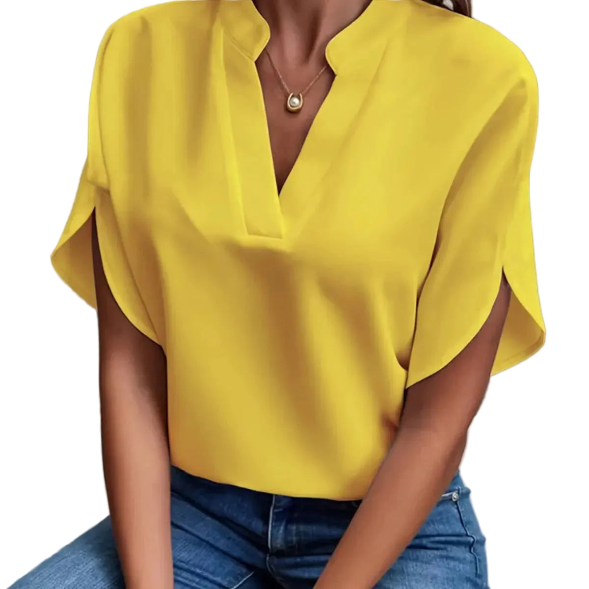Dame Bluse V-hals Uformell 1