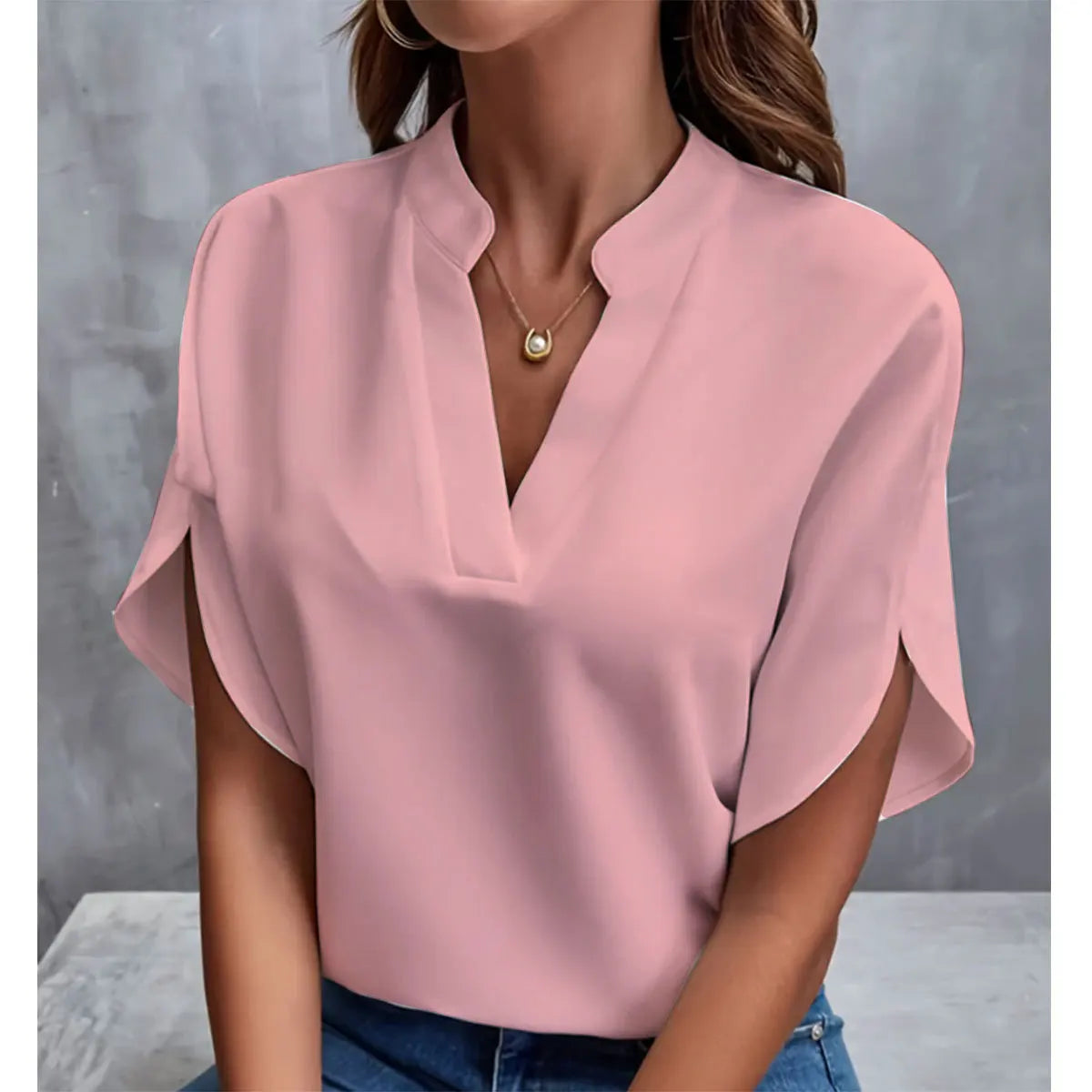 Dame Bluse V-hals Uformell 5