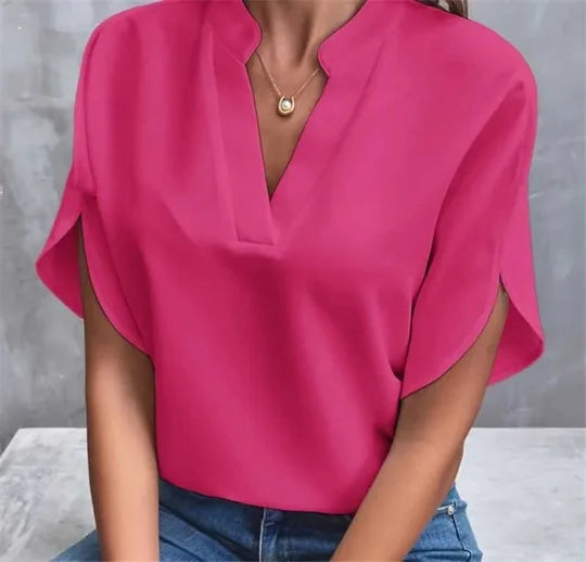 Dame Bluse V-hals Uformell 7