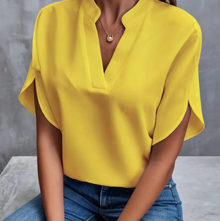 Dame Bluse V-hals Uformell 9