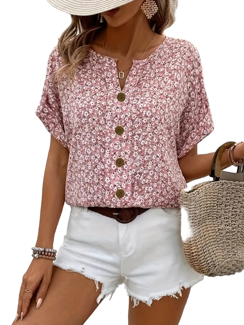 Dame Bluse med Blomstertrykk Løs Passform 0