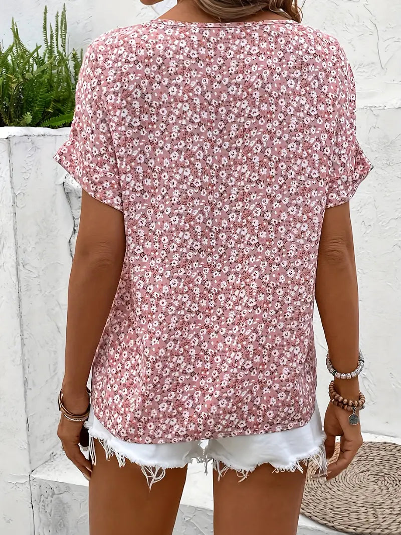 Dame Bluse med Blomstertrykk Løs Passform 1