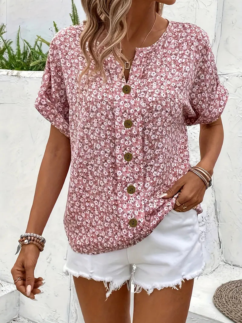 Dame Bluse med Blomstertrykk Løs Passform 2