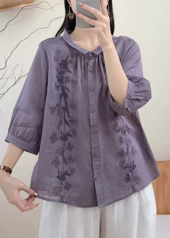 Dame Bluse med Broderte Detaljer Løs Passform 2