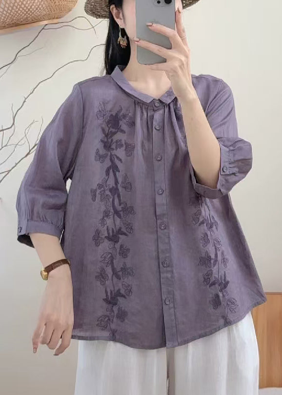 Dame Bluse med Broderte Detaljer Løs Passform 3