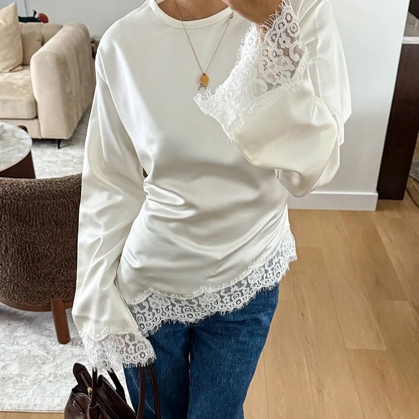 Dame Bluse med Flare Ermer 0