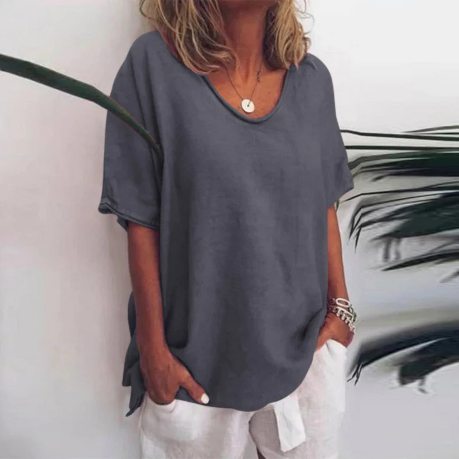 Dame Bluse med Lange Ermer Løs Stil 0