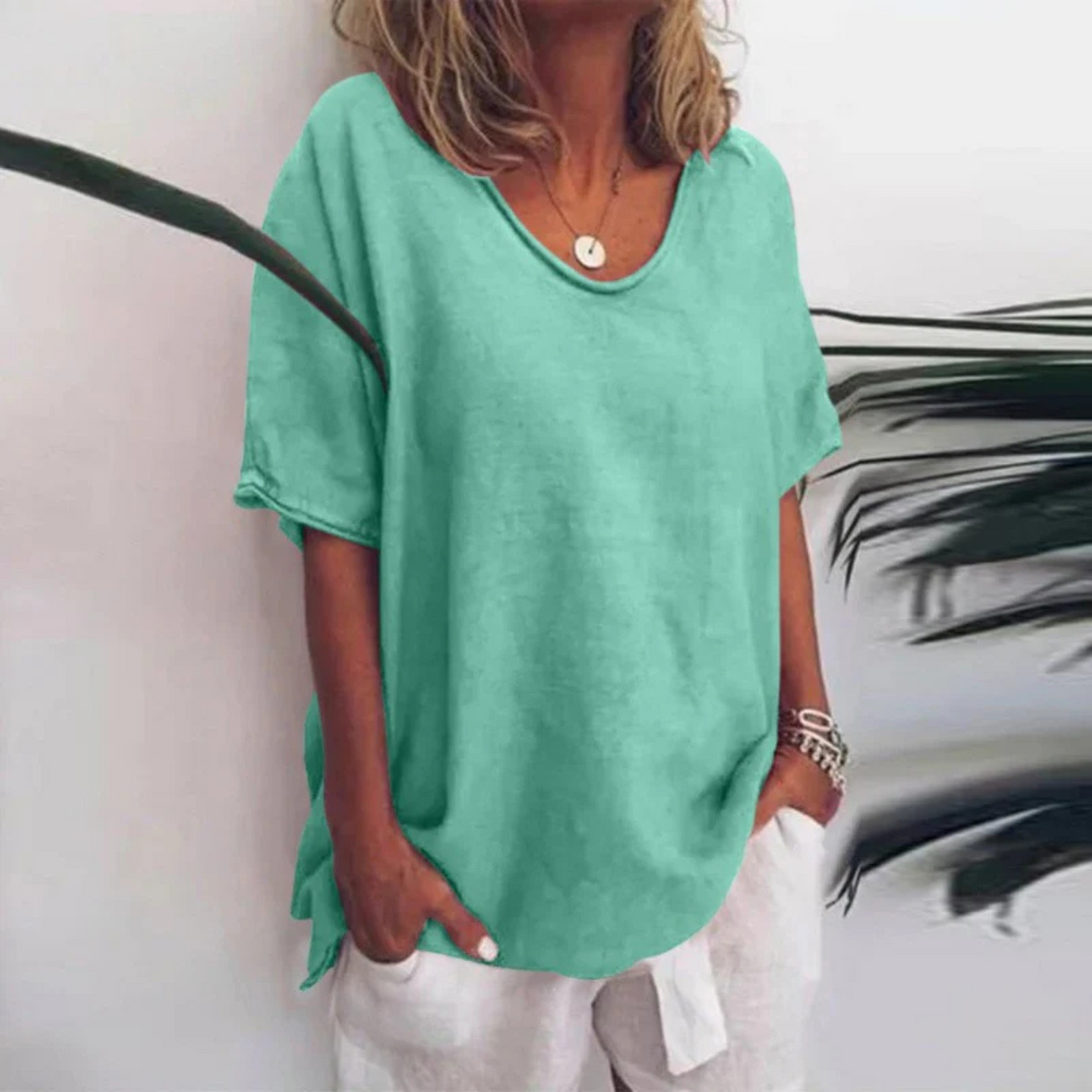 Dame Bluse med Lange Ermer Løs Stil 5