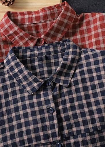 Dame Bluse med Løst Jakkeslag og Rutete Design 4