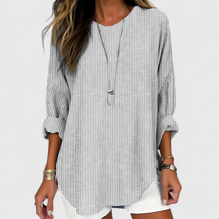 Dame Bluse med Striper Avslappet Stil 2