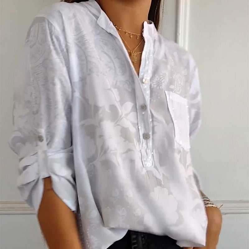 Dame Bluse med Trykk og Frontlomme 2
