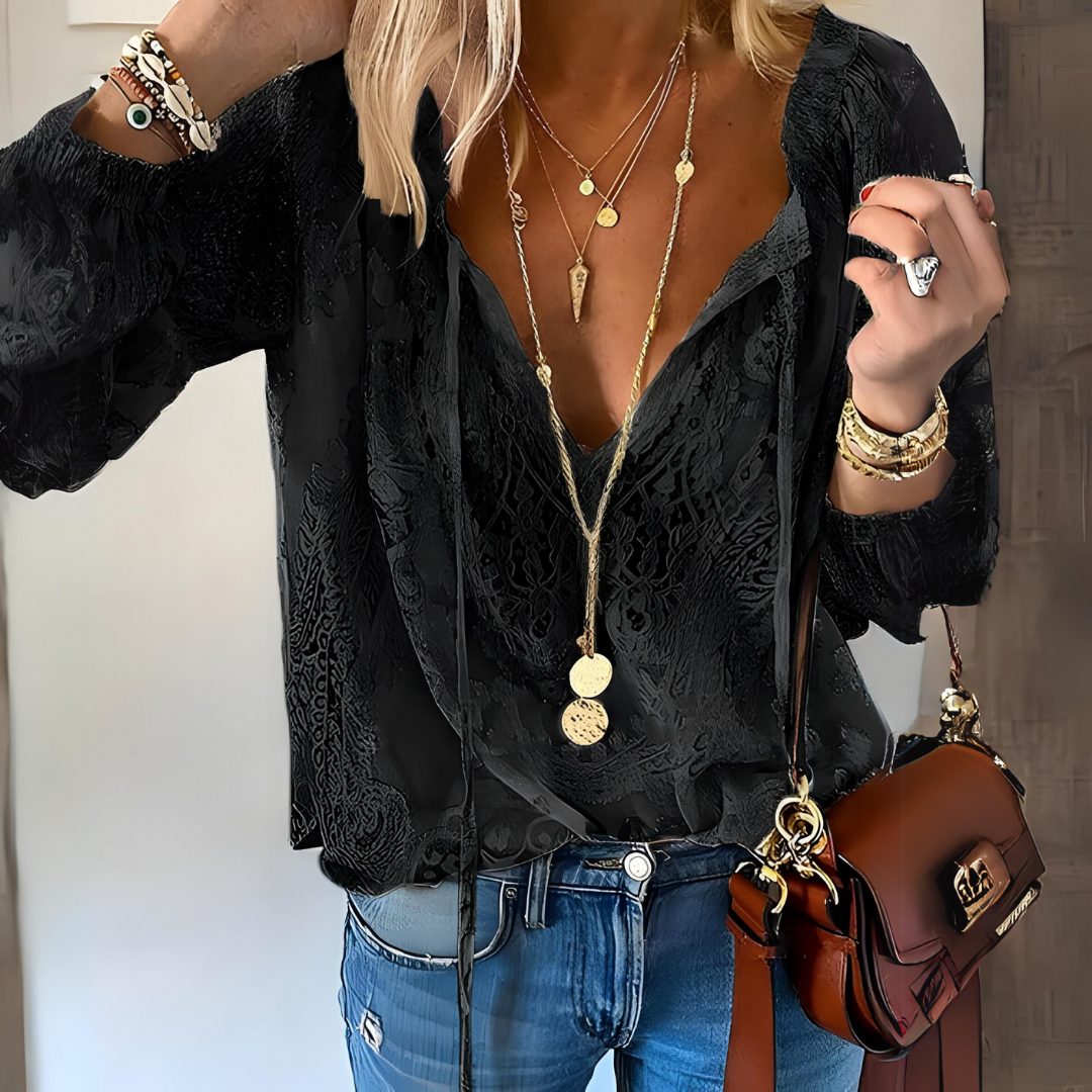 Dame Boho-bluse med Utskjæring 2