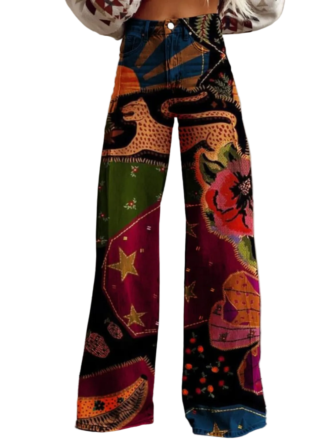 Dame Boho Bukser Løse Vintage 0