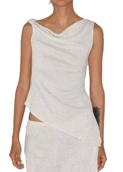 Dame Bomullsskjorte Asymmetrisk Casual 0
