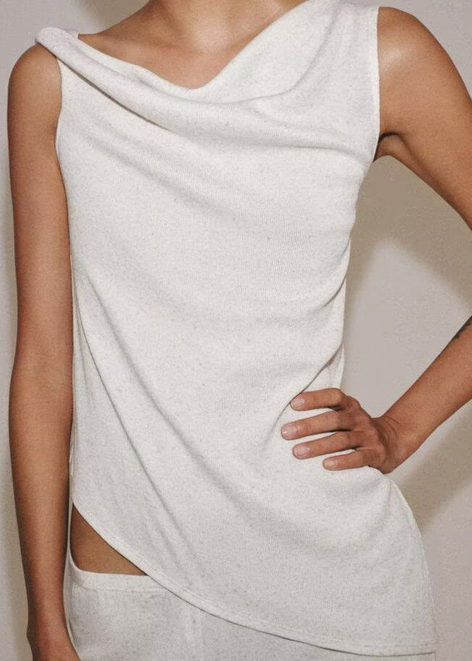 Dame Bomullsskjorte Asymmetrisk Casual 1