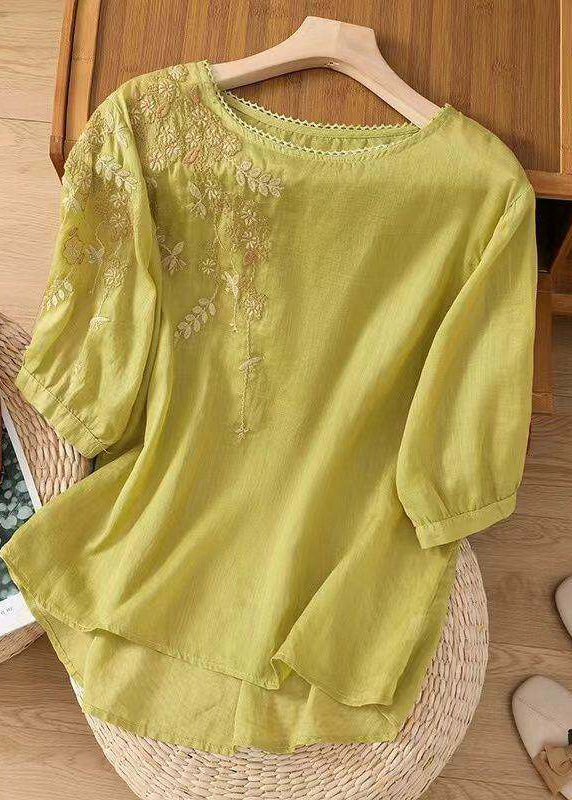 Dame Bomullstopp O-hals Brodert Uformell 0