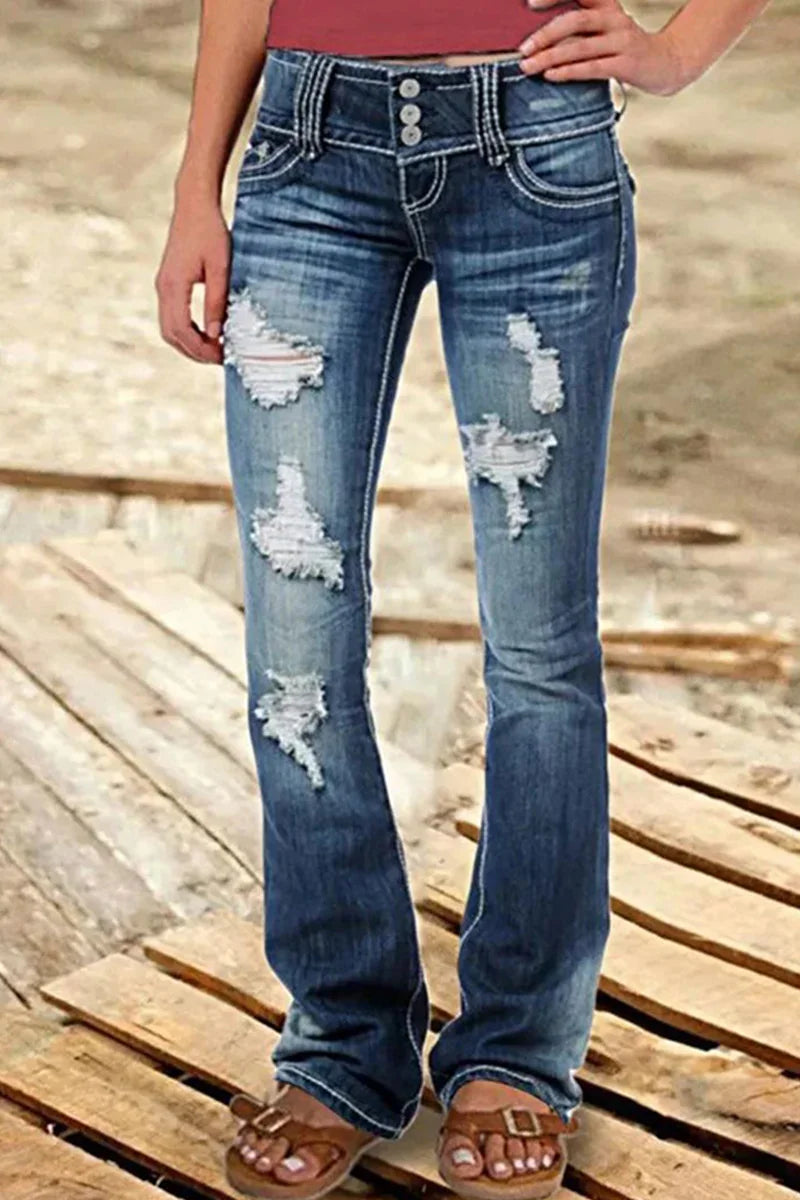 Dame Bootcut Jeans med Høy Midje 1