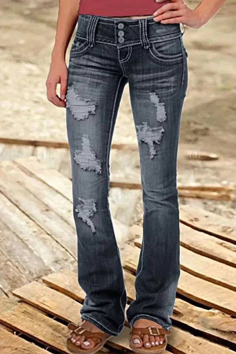 Dame Bootcut Jeans med Høy Midje 7