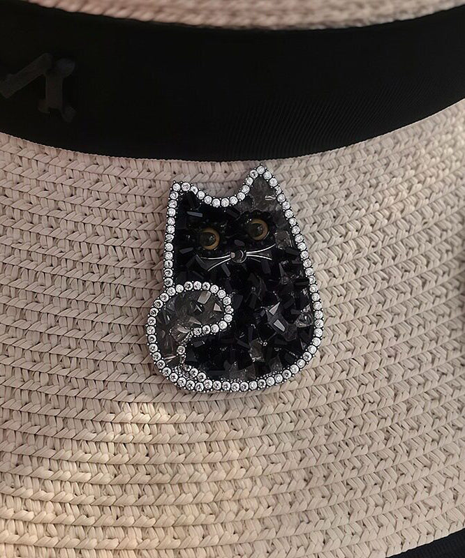 Dame Brosje med Kattedesign og Krystalldetaljer 0