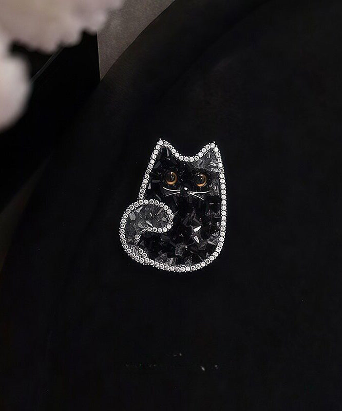 Dame Brosje med Kattedesign og Krystalldetaljer 2